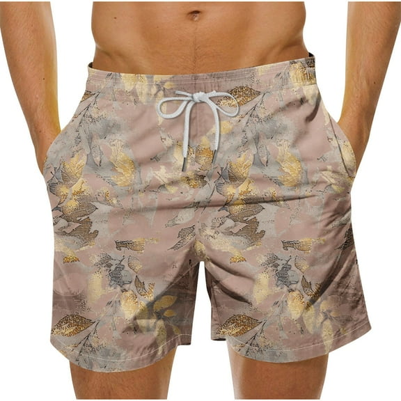 MELDVDIB Mens Swim Trunks Floral Printed Quick Dry Beach Shorts Fashion Casual Loose Drawstring Waisted Beach Swimming Trunks