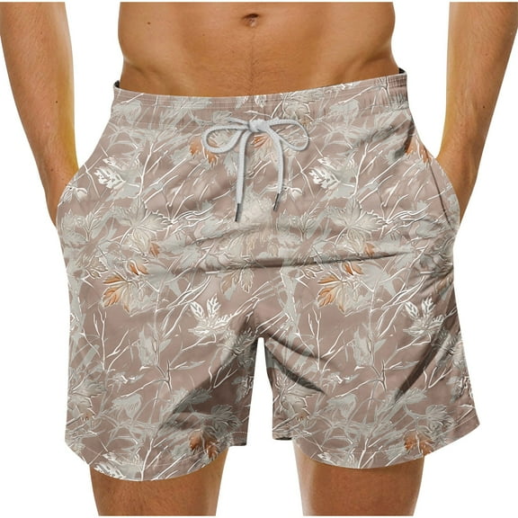 MELDVDIB Mens Swim Trunks Floral Printed Quick Dry Beach Shorts Fashion Casual Loose Drawstring Waisted Beach Swimming Trunks