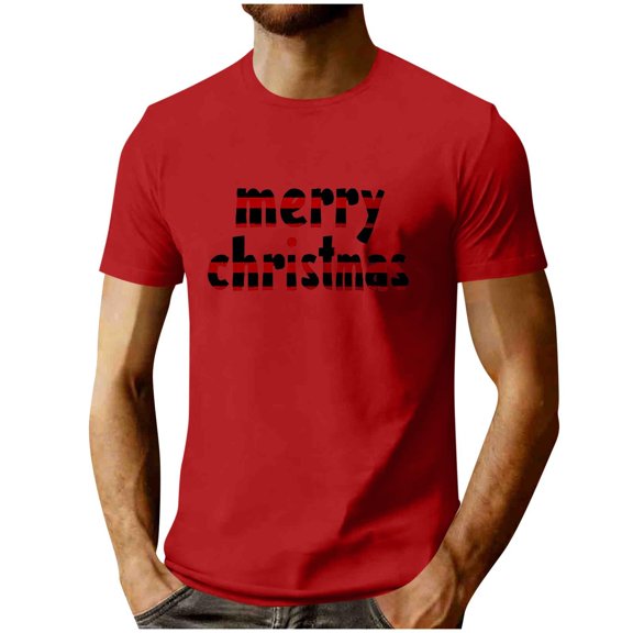 MELDVDIB Mens T-Shirt Crewneck Christmas Printed Loose Short Sleeve Summer Tops Fashion Casual Light Weight Breathable Comfy Stretch Pullover Tees
