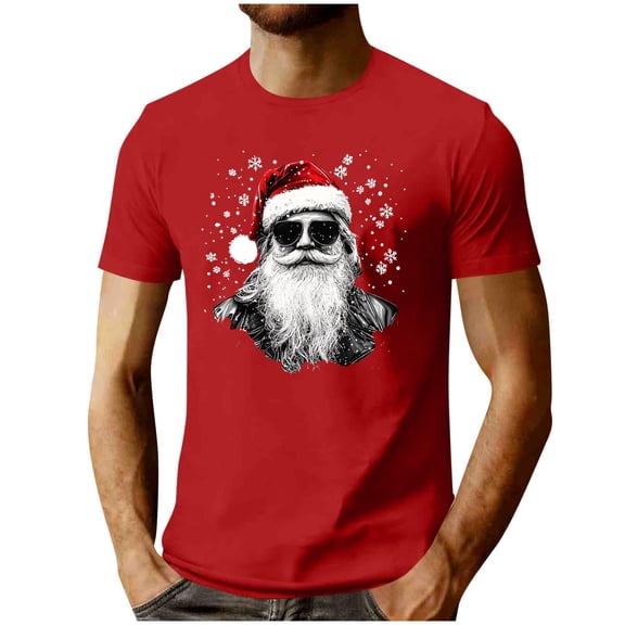 MELDVDIB Mens T-Shirt Crewneck Christmas Printed Loose Short Sleeve Summer Tops Fashion Casual Light Weight Breathable Comfy Stretch Pullover Tees