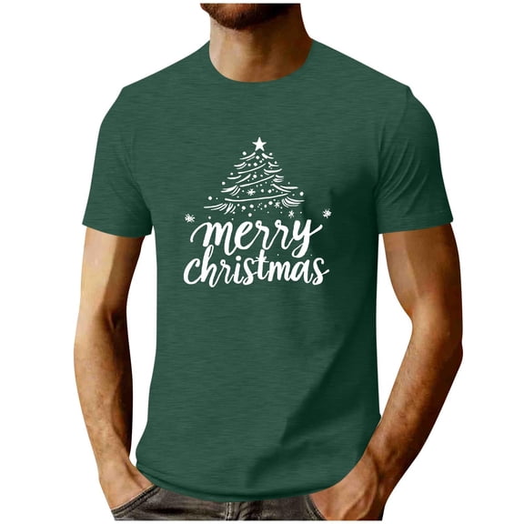 MELDVDIB Mens T-Shirt Crewneck Christmas Printed Loose Short Sleeve Summer Tops Fashion Casual Light Weight Breathable Comfy Stretch Pullover Tees