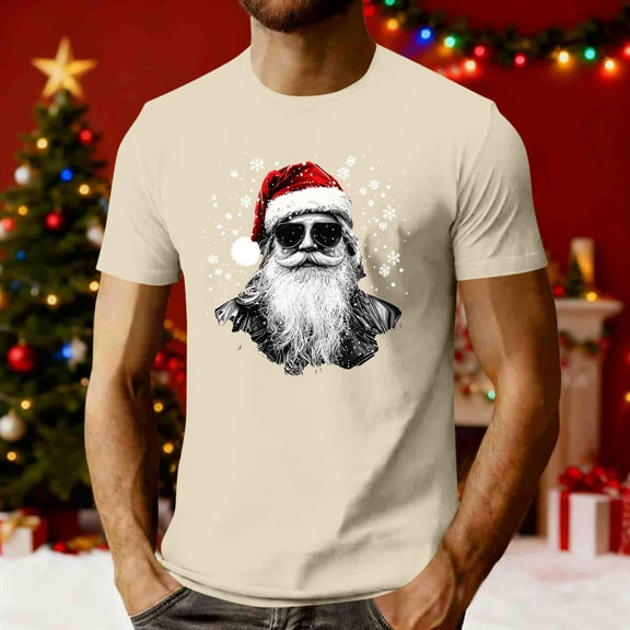 MELDVDIB Mens T-Shirt Crewneck Christmas Printed Loose Short Sleeve Summer Tops Fashion Casual Light Weight Breathable Comfy Stretch Pullover Tees