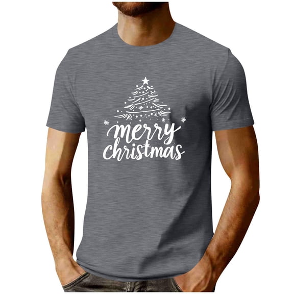 MELDVDIB Mens T-Shirt Crewneck Christmas Printed Loose Short Sleeve Summer Tops Fashion Casual Light Weight Breathable Comfy Stretch Pullover Tees