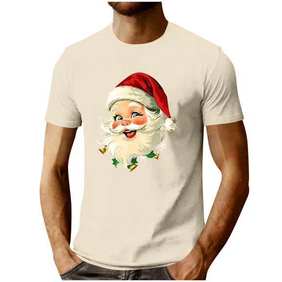 MELDVDIB Mens T-Shirt Crewneck Christmas Printed Loose Short Sleeve Summer Tops Fashion Casual Light Weight Breathable Comfy Stretch Pullover Tees