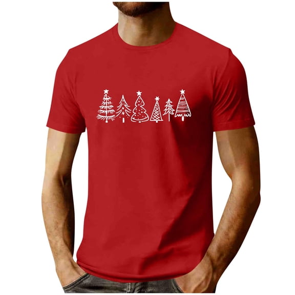 MELDVDIB Mens T-Shirt Crewneck Christmas Printed Loose Short Sleeve Summer Tops Fashion Casual Light Weight Breathable Comfy Stretch Pullover Tees