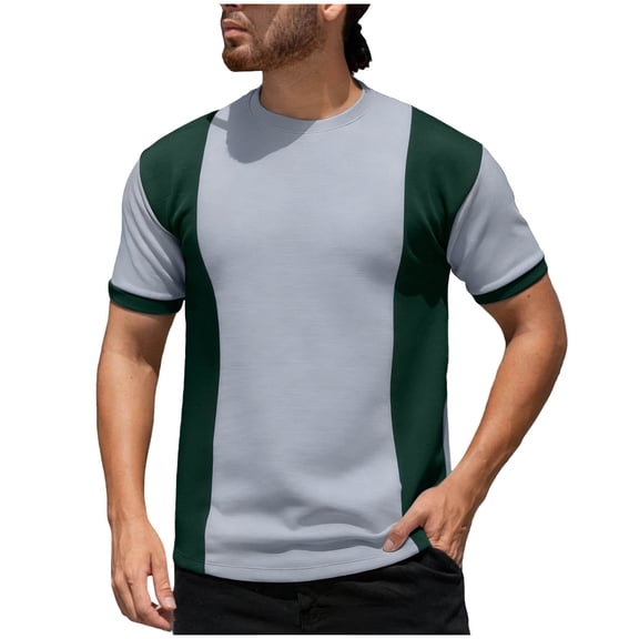 MELDVDIB Mens T-Shirts Crewneck Color Block Summer Tops Loose Short Sleeve Shirts Light Weight Pullover Tees