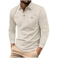 thumbnail image 1 of MELDVDIB Mens Textured Knit T-Shirts Half-Button Lapel Solid Color Basic Loose Long Sleeve Shirts Spring Fall Fashion Casual Pullover Tops Tees with Pocket, 1 of 9