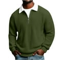 thumbnail image 1 of MELDVDIB Mens Textured Knit T-Shirts Half-Zip Lapel Solid Color Drop Shoulder Oversized Long Sleeve Shirts Spring Fall Fashion Casual Light Weight Pullover Tops, 1 of 9