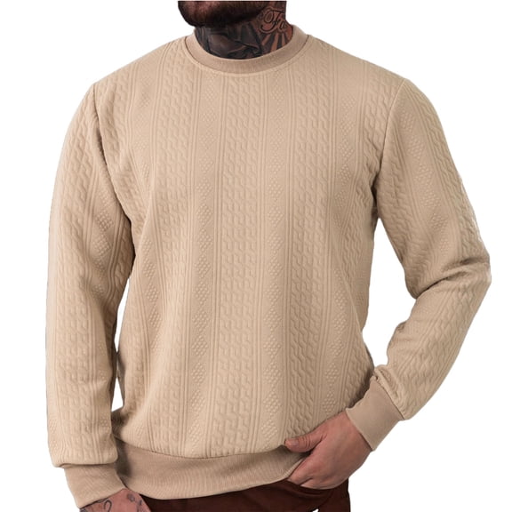 MELDVDIB Mens Textured Knit Tees Crewneck Basic Loose Long Sleeve Shirts Spring Fall Fashion Casual Solid Color Pullover Tops Tees