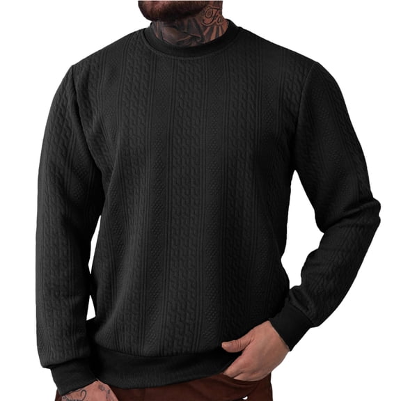 MELDVDIB Mens Textured Knit Tees Crewneck Basic Loose Long Sleeve Shirts Spring Fall Fashion Casual Solid Color Pullover Tops Tees