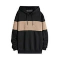 thumbnail image 1 of MELDVDIB Mens Thin Hoodies Fashion Casual Color Block Oversized Hooded Sweatshirts Fall Winter Long Sleeve Pullover Tops Khaki L, 1 of 3