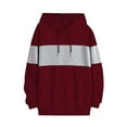 thumbnail image 1 of MELDVDIB Mens Thin Hoodies Fashion Casual Color Block Oversized Hooded Sweatshirts Fall Winter Long Sleeve Pullover Tops Wine 2XL, 1 of 3