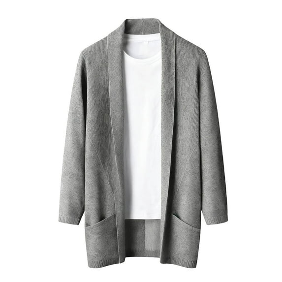 MELDVDIB Mens Trench Coat Button-Up Corduroy Warm Lapel Mid-Length Coat Fall Winter Solid Color Long Sleeve Outwear with Pockets