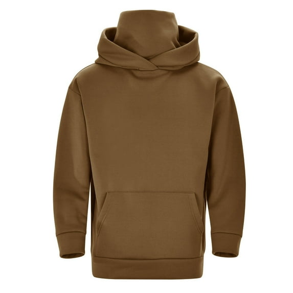 MELDVDIB Mens Turtleneck Hoodies Soft Oversized Long Sleeve Hooded Sweatshirts Holiday Fashion Casual Solid Color Stretch Comfy Warm Pullover Tops with Pocket Coffee L