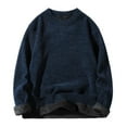 thumbnail image 1 of MELDVDIB Mens Warm Sweater Knit Fleece Lined Fall Winter Long Sleeve Oversized Pullover Tops Fashion Casual Stretch Comfy Crewneck Lounge Outfit Navy 3XL, 1 of 3