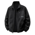 thumbnail image 1 of MELDVDIB Mens Zip-Up Fleece Jacket Solid Color Stand Collar Coat Tops Fall Winter Long Sleeve Hiking Running Outwear with Pocket Black L, 1 of 7