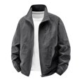 thumbnail image 1 of MELDVDIB Mens Zip-Up Jacket Solid Color Stand Collar Coat Tops Fall Winter Long Sleeve Hiking Running Light Weight Outwear with Pocket Gray L, 1 of 6