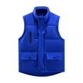 thumbnail image 1 of MELDVDIB Mens Zip-Up Quilt Puffer Vest Coats Solid Color Sleeveless Stand Collar Jackets Thickened Warm Padded Outwear with Pockets, 1 of 3