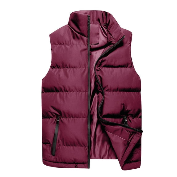MELDVDIB Mens Zipper Puffer Vest Coats Fall Winter Sleeveless Jackets Warm Padded Solid Color Light Weight Outwear with Pockets