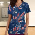 thumbnail image 1 of MELDVDIB Nursing Scrub Tops for Women 4th of July Patriotic Flag Print Working Uniform Short Sleeve V Neck Workwear Blouse T-shirt with Pockets, Gift, 1 of 5