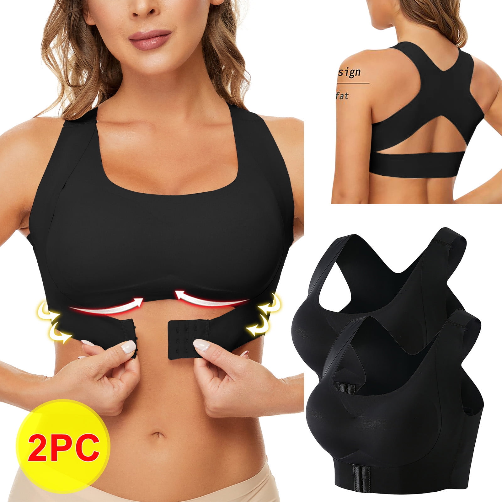MELDVDIB Pack of 2 Racerback High Impact Sports Bras for Women Front  Adjustable Wireless Workout Bra Push Up Crop Top, Gift, Summer Saveings  Clearance 