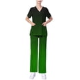 thumbnail image 1 of MELDVDIB Scrubs for Women Set Casual Light Weight Solid Color Short Sleeve Loose V-neck Tops & Wide Leg Pants Pullover Tops with Pocket, 1 of 5