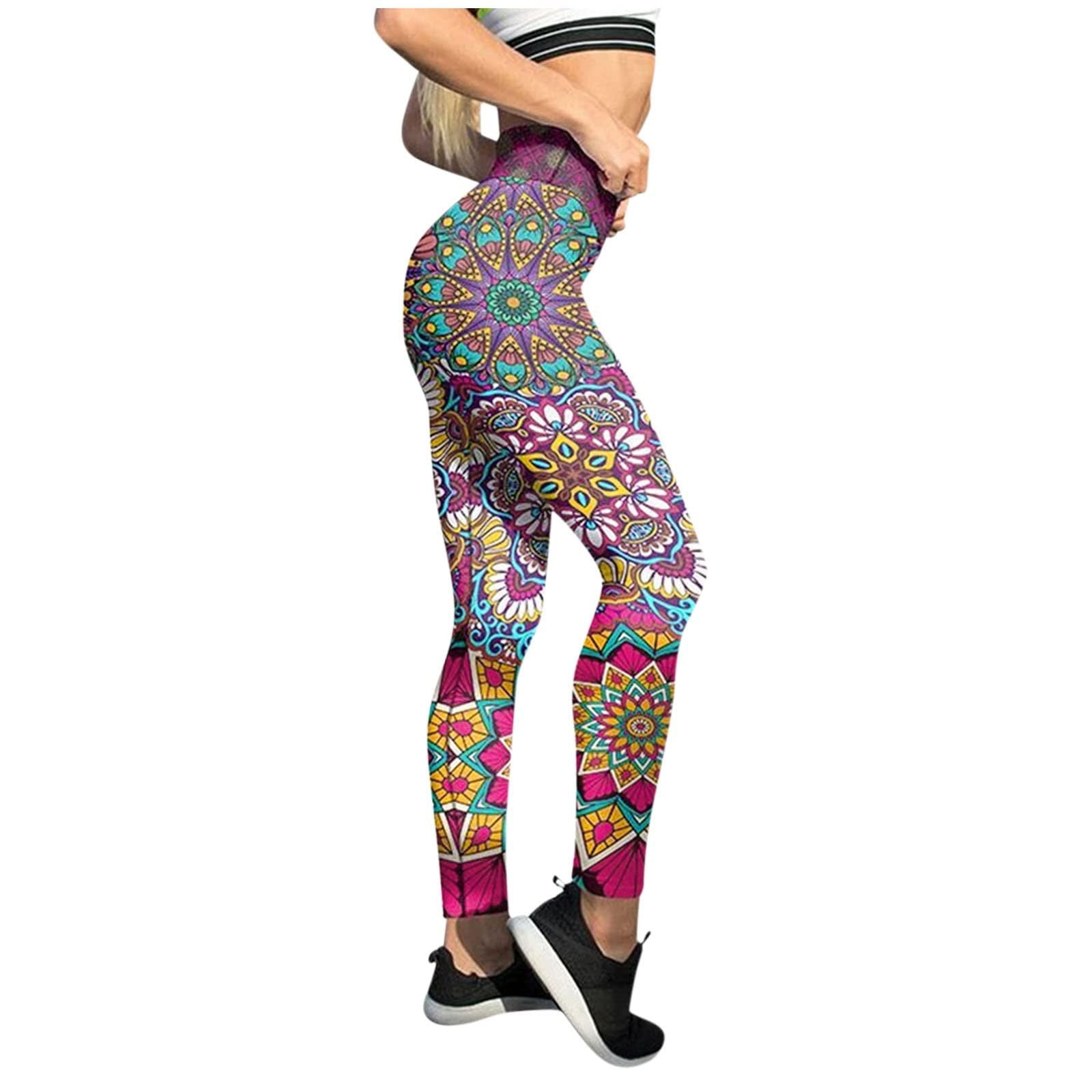 YYDGH High Waist Yoga Pants for Women with Pockets Floral Print Butt  Lifting Running Sports Workout Leggings Black M - Walmart.com