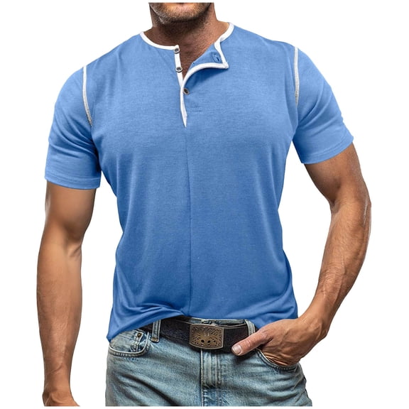 MELDVDIB T-Shirts for Mens Crew Neck Short Sleeve Button Down Slim Pullover Tees Tops Breathable Summer Shirt Trendy Dailywear