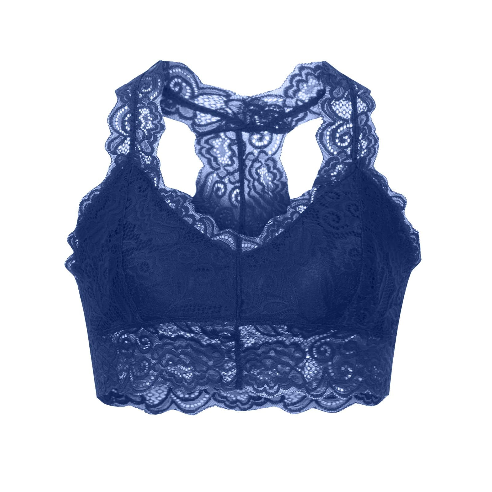 MAE Mae Women's Standard Floral Lace Racerback Bralette with Removable  Pads, Pote