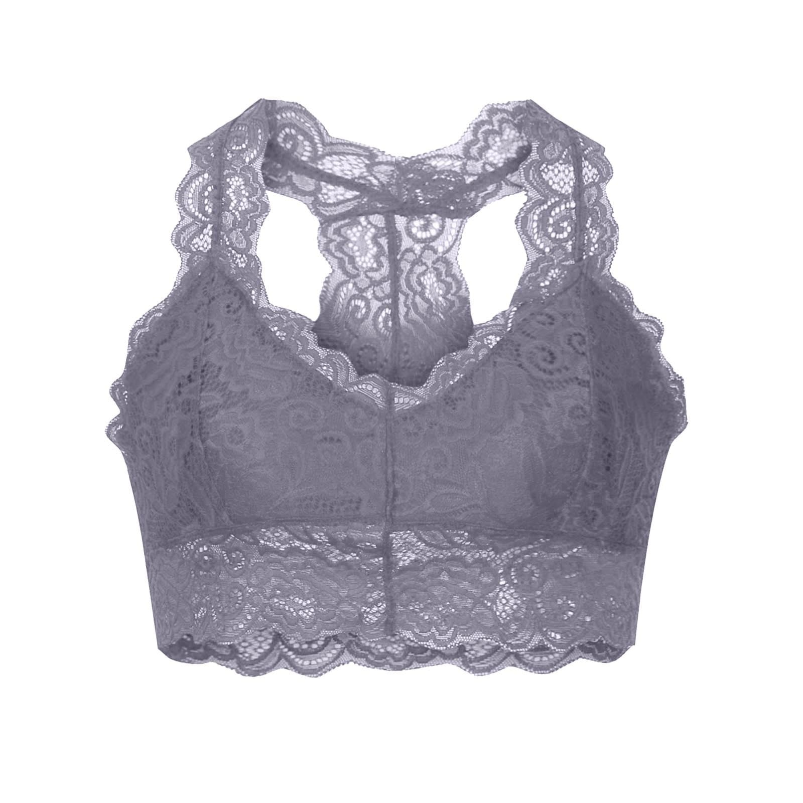 MAE Mae Women's Standard Floral Lace Racerback Bralette with Removable  Pads, Pote