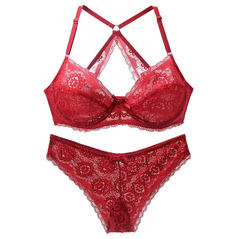 MELDVDIB Women's Sexy Soft Lace Lingerie Set See Through Wirefree