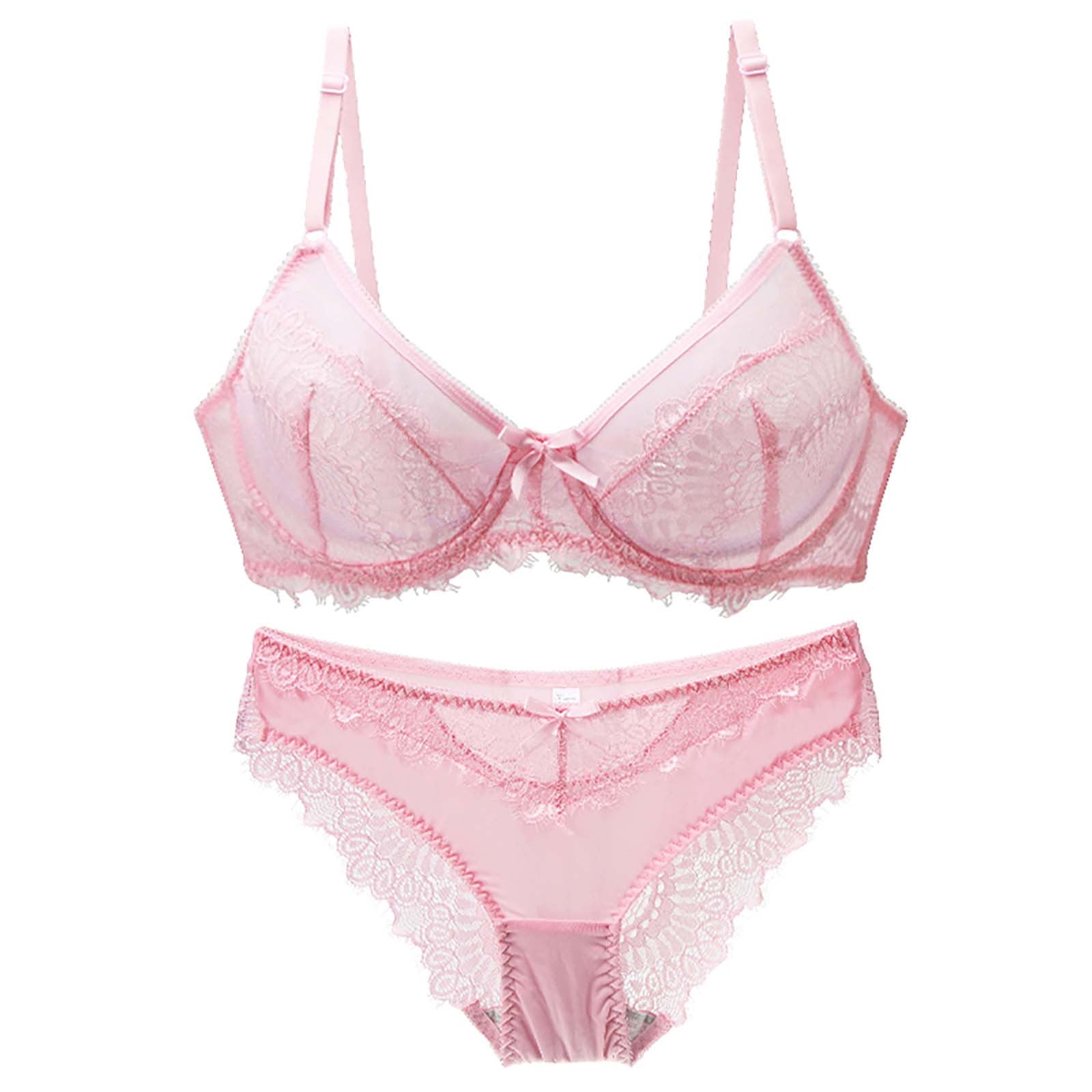 Buy online Printed Pink Bra And Panty Set from lingerie for Women