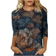 thumbnail image 1 of MELDVDIB Womens 3/4 Sleeve T-Shirts Fashion Printed Basic Loose Crewneck Tees Casual Spring Fall Light Weight Pullover Tops Outfits, 1 of 5