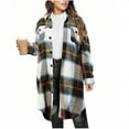 thumbnail image 1 of MELDVDIB Womens Button-Up Long Jacket Plaid Printed Fashion Causal Oversized Coat Fall Winter Long Sleeve Lounge Outerwear Tops, 1 of 3