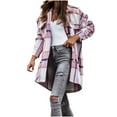 thumbnail image 1 of MELDVDIB Womens Button-Up Plaid Jackets Shirt Vintage Turn Down Neck Coats Fall Long Size Oversized Lounge Comfy Outerwear Tops, 1 of 5