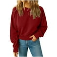 thumbnail image 1 of MELDVDIB Womens Cropped Sweatshirt Fall Winter Fashion Casual Long Sleeve Pullover Crop Tops Comfy Solid Color Crewneck Hoodless Sweatshirts Wine L, 1 of 5