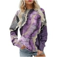 thumbnail image 1 of MELDVDIB Womens Fashion Printed Sweatshirt Fall Winter Long Sleeve Oversized Hoodless Sweatshirt Casual Crewneck Pullover Tops Purple 2XL, 1 of 5