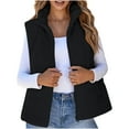 thumbnail image 1 of MELDVDIB Womens Full-Zip Corduroy Puffer Vest Coat Fall Winter Solid Color Stand Collar Jacket Warm Padded Lounge Outwear Tops with Pocket, 1 of 6