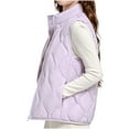 thumbnail image 1 of MELDVDIB Womens Full-Zip Quilted Puffer Vest Coat Fall Winter Solid Color Jacket Warm Padded Light Weight Lounge Outwear Tops, 1 of 5