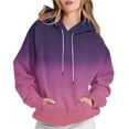 thumbnail image 1 of MELDVDIB Womens Hoodies Fall Winter Gradinet Printed Long Sleeve Oversized Hooded Sweatshirts Fashion Casual Pullover Tops with Pocket Wine M, 1 of 7