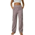 thumbnail image 1 of MELDVDIB Womens Jeans Cargo Pants Elastic Waisted Wide Wide Leg Pants Solid Color Light Weight Lounge Trousers with Pockets Brown L, 1 of 1