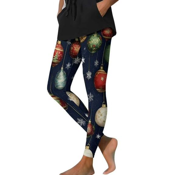 MELDVDIB Womens Leggings Cute Christmas Printed Elastic Waisted Tights Thermal Warm Fitting Tight Yoga Pants