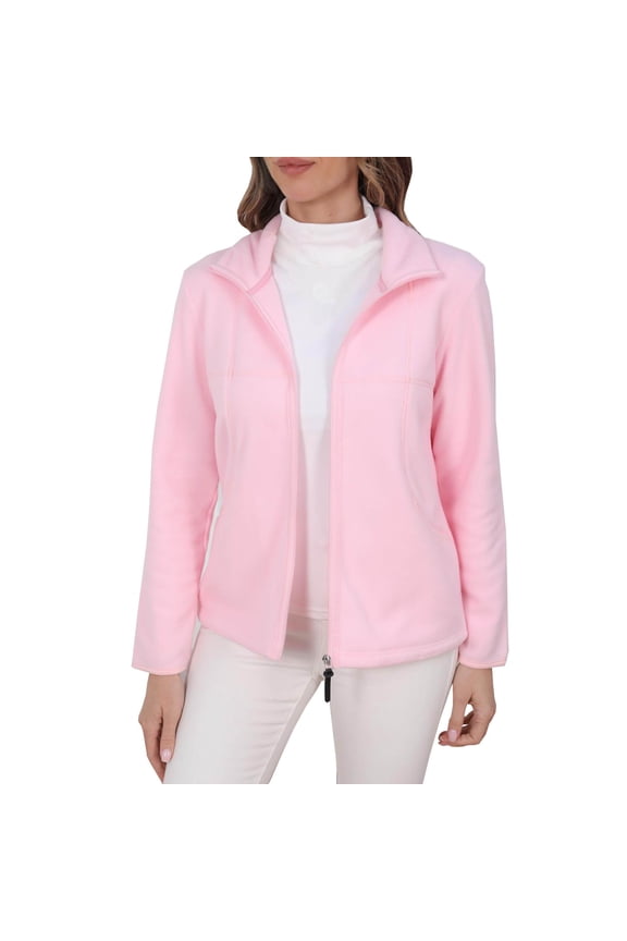 Womens Pink Fleece Zip-Up Patchwork Jackets Stand Collar Full Zip Fuzzy Coats with Pockets Lightweight Casual Outerwear for Fall Winter