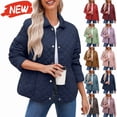thumbnail image 1 of MELDVDIB Womens Plus Size Puffer Jackets Fall Winter Long Sleeve Button-Up Coat Solid Color Light Weight Warm Padded Comfy Outwear Tops, 1 of 9