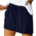 thumbnail image 1 of MELDVDIB Womens Plus Size Shorts Summer Solid Color Running Shorts Drawstring Elastic Waist Beach Vaction Workout Shorts, 1 of 7