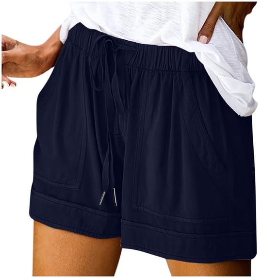 MELDVDIB Womens Plus Size Shorts Summer Solid Color Running Shorts Drawstring Elastic Waist Beach Vaction Workout Shorts