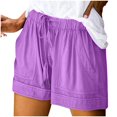 thumbnail image 1 of MELDVDIB Womens Plus Size Shorts Summer Solid Color Running Shorts Drawstring Elastic Waist Beach Vaction Workout Shorts, 1 of 7