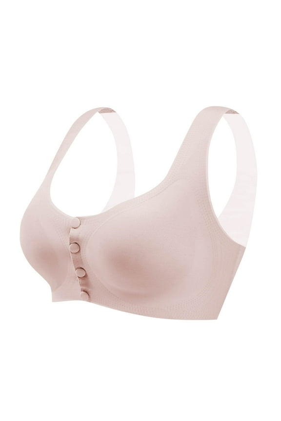 Womens Seamless Bras Open Button Front U-Back Fixed Cup No Underwire Stretchy Soft Comfy Daily Bralette