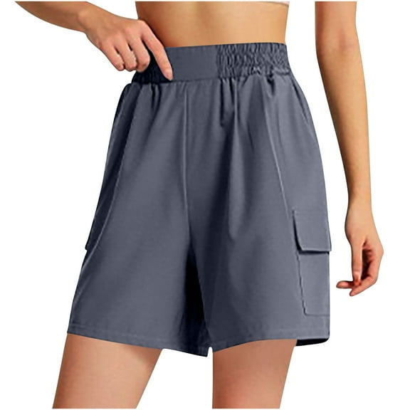 MELDVDIB Womens Shorts Elastic Waist Solid Color Daily Wear Fashion Casual Light Weight Sport Vacation Summer Wear