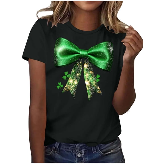 MELDVDIB Womens St. Patrick's Printed T-Shirts Basic Short Sleeve Summer Tops Fashion Casual Light Weight Crewneck Pullover Tees